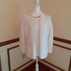 Basler Twin Cotton Sweater Set White & Camel Size 10